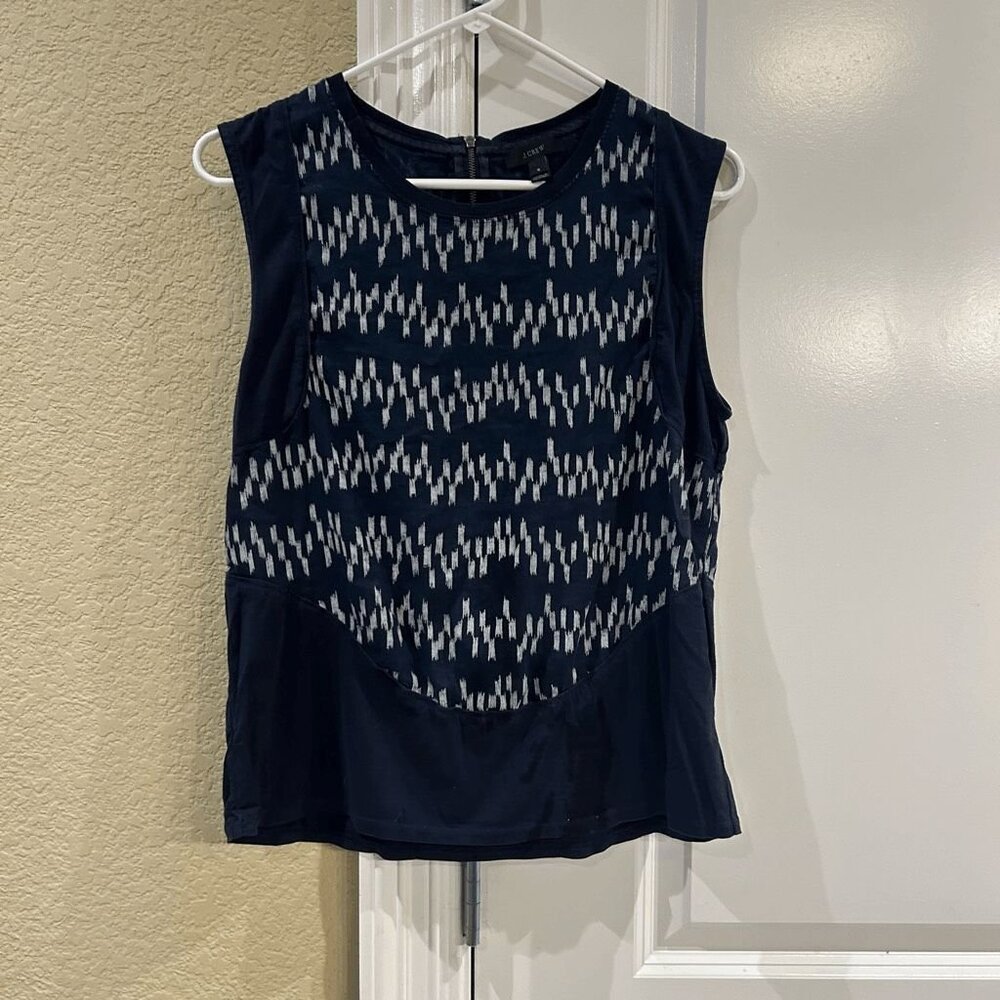 J Crew blue linen blend sleeveless top